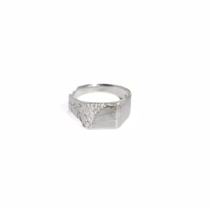 Sterling Silver Signet Ring, Matte Texture Signet Ring