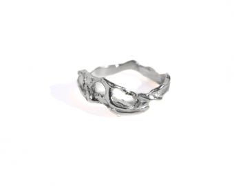 Liquid silver ring design, Organic Ring, Celestial Ring