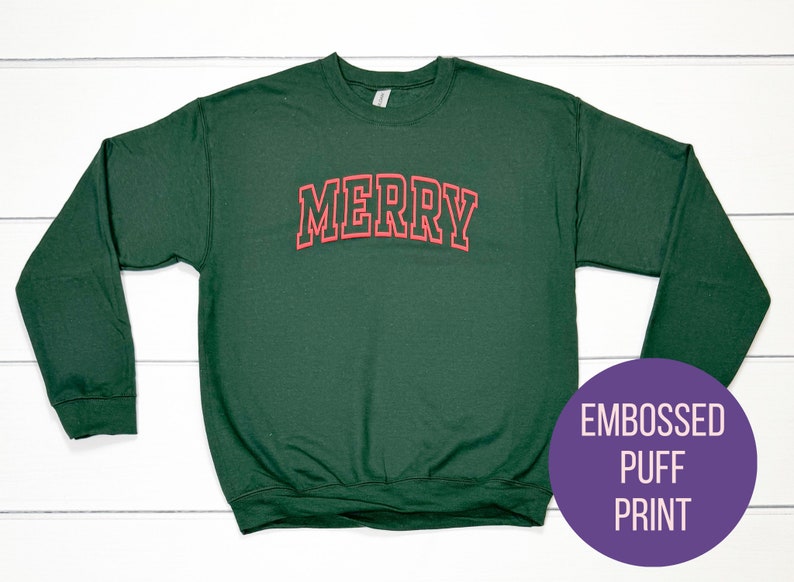 Red Sweatshirt with Tinsel Merry