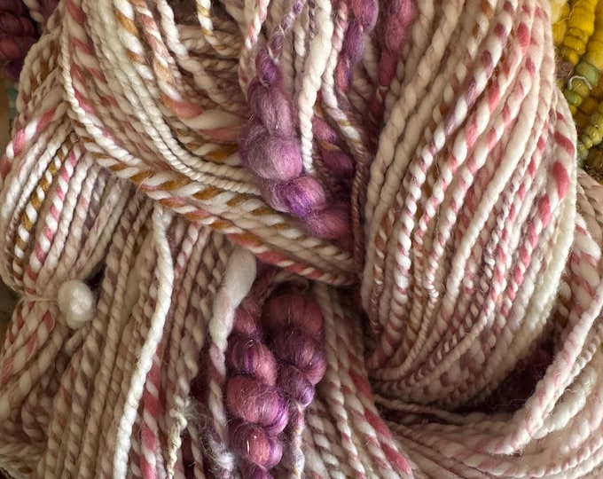 Featured listing image: Hand-spun fine merino yarn 218g + beehive yarn 54g
