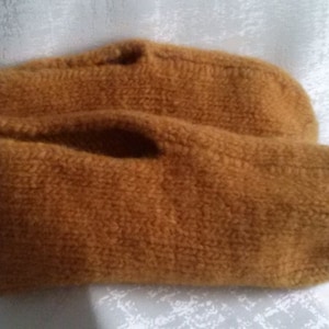 F10 ein Paar selbstgestrickter Filzschuhe curry Kinderschuhe Hüttenschuhe Puschen Hausschuhe Schuhe Filzpatschen