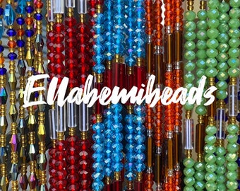 WHOLESALE African Waist beads/crystals / Size 8 crystals and tubes.