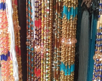 WHOLESALE African Waist beads/crystals / Size 8 crystals and tubes.