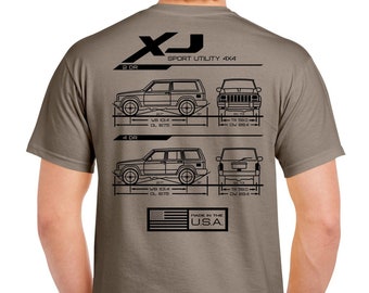 XJ Blueprint T-shirt - Etsy