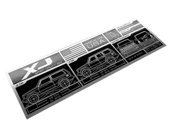 XJ Brushed Aluminum Data Plate Vinyl Decal, Long Lasting Weatherproof ...