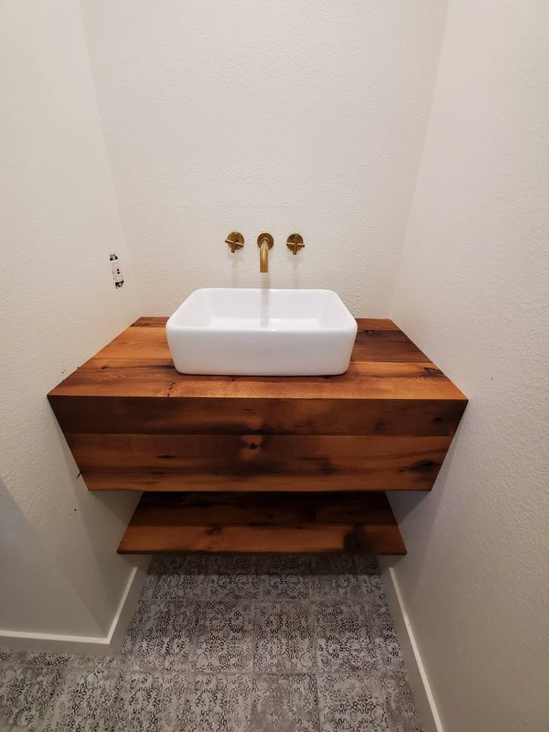 Reclaimed Barn Wood Floating Vanity Etsy