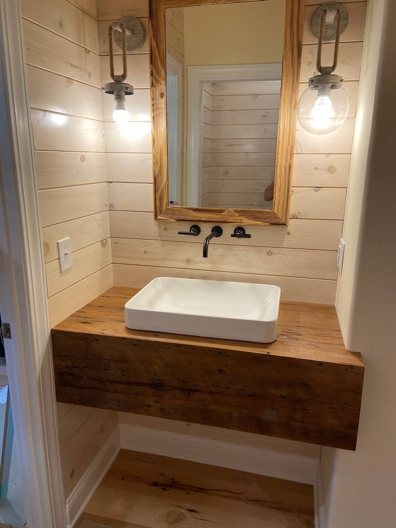 Reclaimed Barn Wood Floating Vanity Etsy