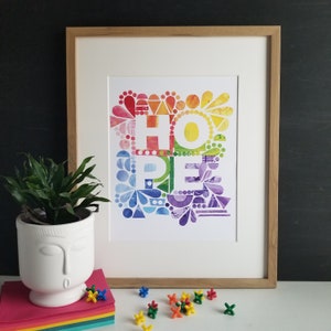 Rainbow HOPE Printable Art, Kids Room Art, Colorful Nursery Print, Rainbow Quote, Rainbow Decor, Art Print for Girl, Rainbow Nursery