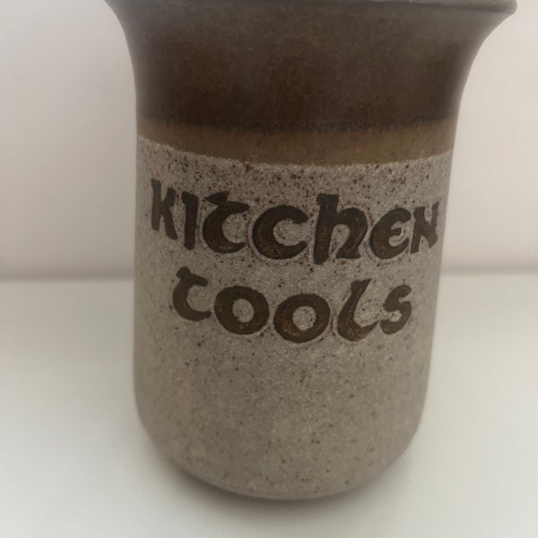 Rare Vintage Mid Century Tremar Pottery Stoneware Kitchen Utensil Pot Holder, Retro Kitchen Storage,  Cornish pottery collection.