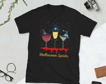 Camisa de espíritus de Halloween, camisa divertida de Halloween, camisa de Halloween, espíritus de Halloween, camisa de vino de Halloween, camisa de vino