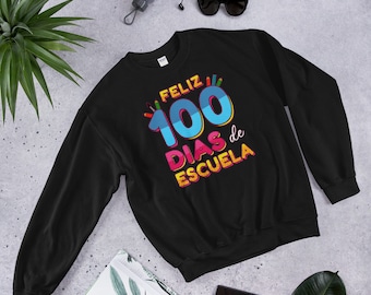 Feliz 100 Diaz de Escuela Sudadera, Feliz 100 Días de Sudadera Escolar, Sudadera de Profesor, Sudadera Estudiante