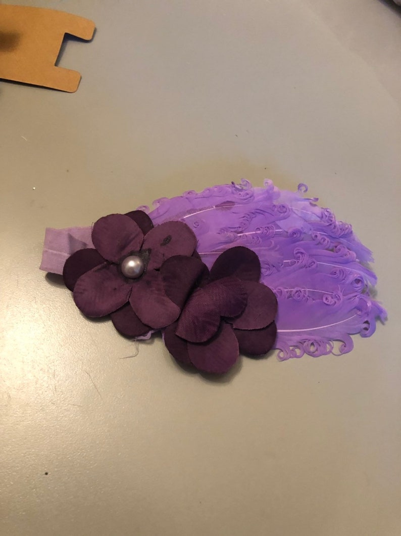 Purple feathers headband