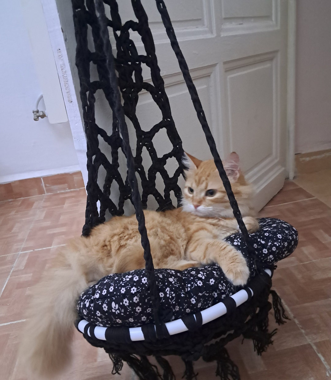 Cat Hammock Swing Hanging Bed Crochet Pattern Pet Bed With Cushion