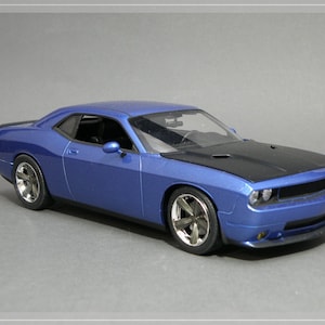 2009 DODGE CHALLENGER SRT8 - 1/25 scale built, handcrafted, one-off, street rod, custom made, model, model car, muscle car, barn find