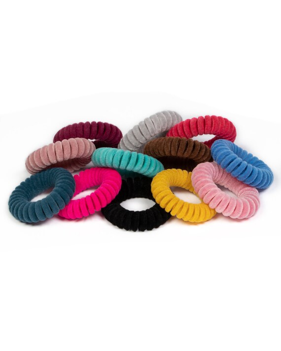 Velvet Hair Ties Scrunchies 12 Pack Spiral Ponytail Bun Holder Etsy