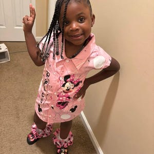 TODDLER Dickies Dress Full Bundle Set Custom Made Any Theme...Birthday girl wear Includes Ruffle Sock and Hair Bows max 2