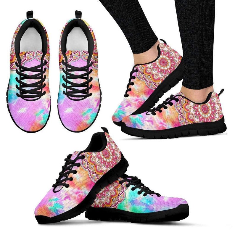 Runners Handmade Crafted Bright Colorful Colorful Mandala Trainers Women/'s Sneakers Streetwear Custom Shoes Canvas Shoes