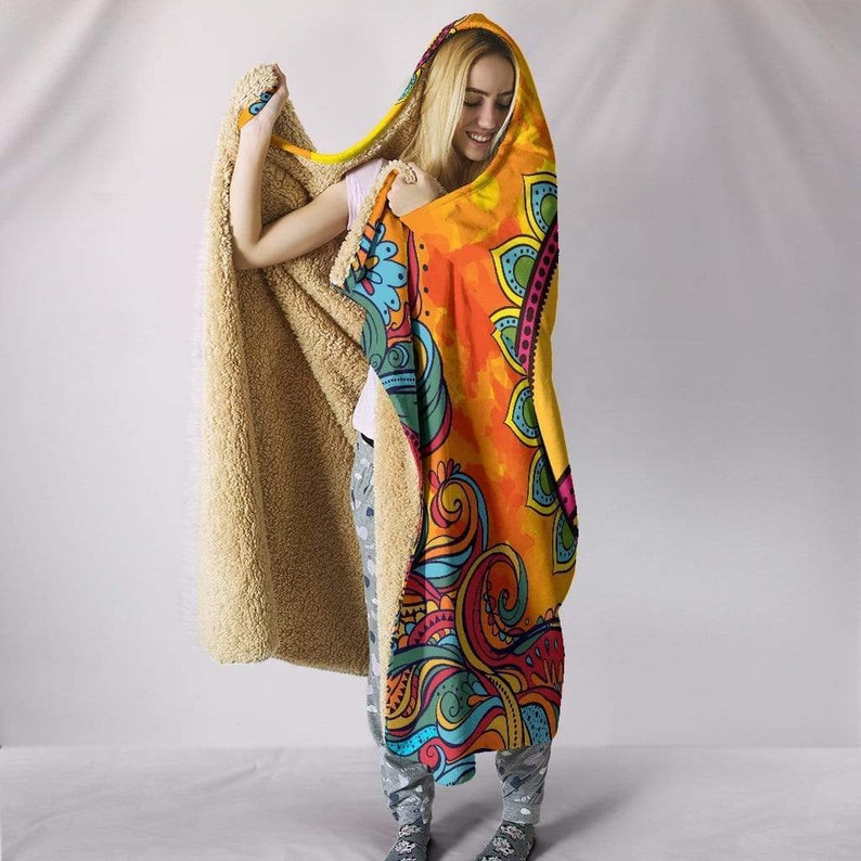 Hooded Blanket Hippie Peace Blanket Festival Blanket Rave Etsy