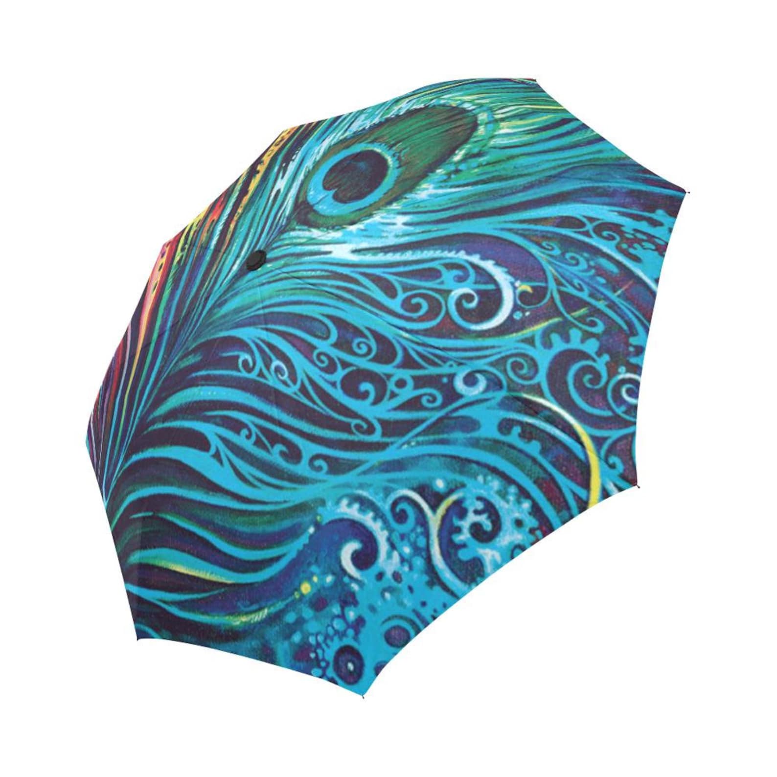 Peacock Feather Umbrella Hippie Festival Zen Custom Rain Etsy