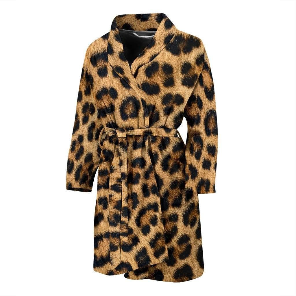 Leopard Print Mens Bathrobe Animal Pattern Cheetah Jaguar Dressing Gown Robes House Coat Bath Pyjamas Spa Sauna Hospital REcovery