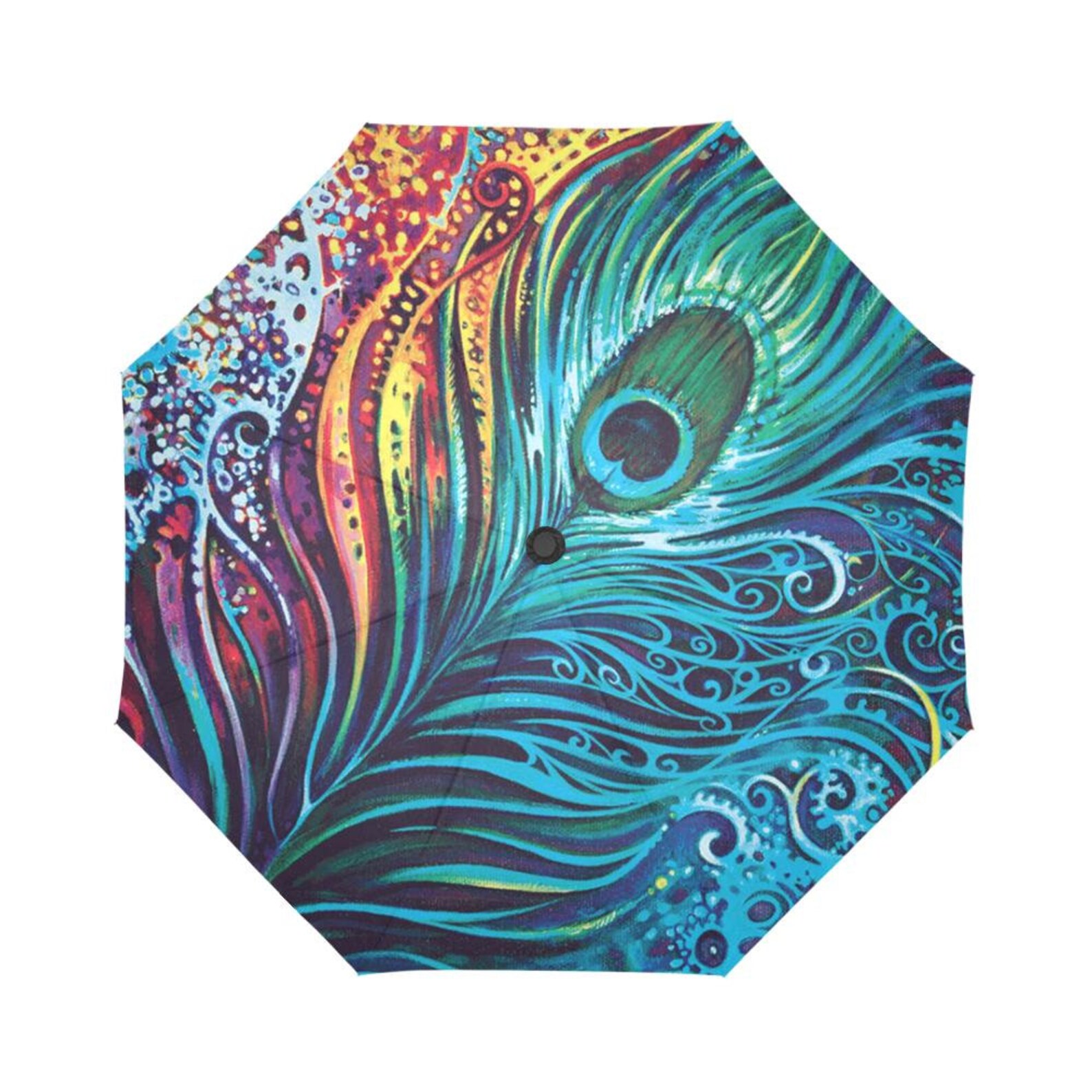 Peacock Feather Umbrella Hippie Festival Zen Custom Rain Etsy