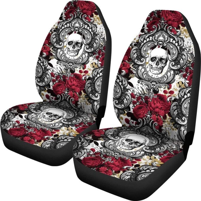 Gothic Skull Car Seat Covers Pair 2 Front Seat Covers Car Etsy