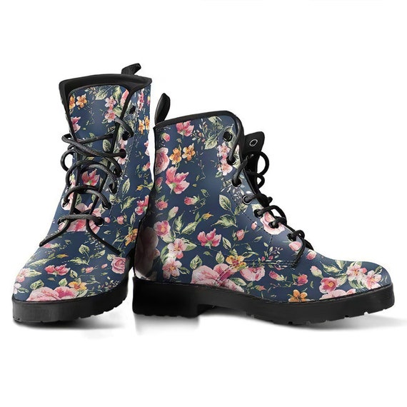 floral leather boots