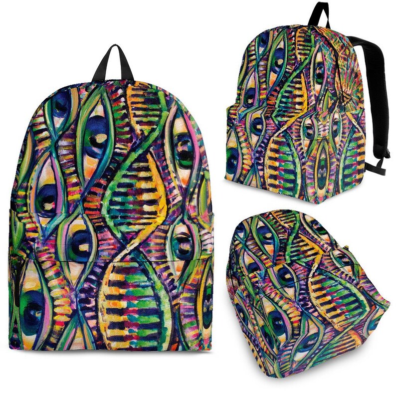 Back Pack Bookbag School Book Bag Gift Science Biology Eye Evil Eye DNA Eye Pattern Chemistry Scientist Backpack Rucksack