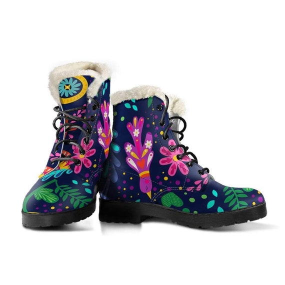 Floral Vegan Leather Spiritual Hippie Fashion Boots Biker Boots Women/'s Boots Leather Boots Women Rain Boots Handmade Boots