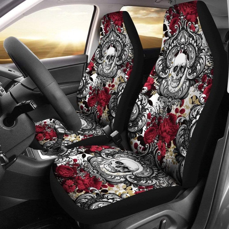 Gothic Skull Car Seat Covers Pair 2 Front Seat Covers Car Etsy