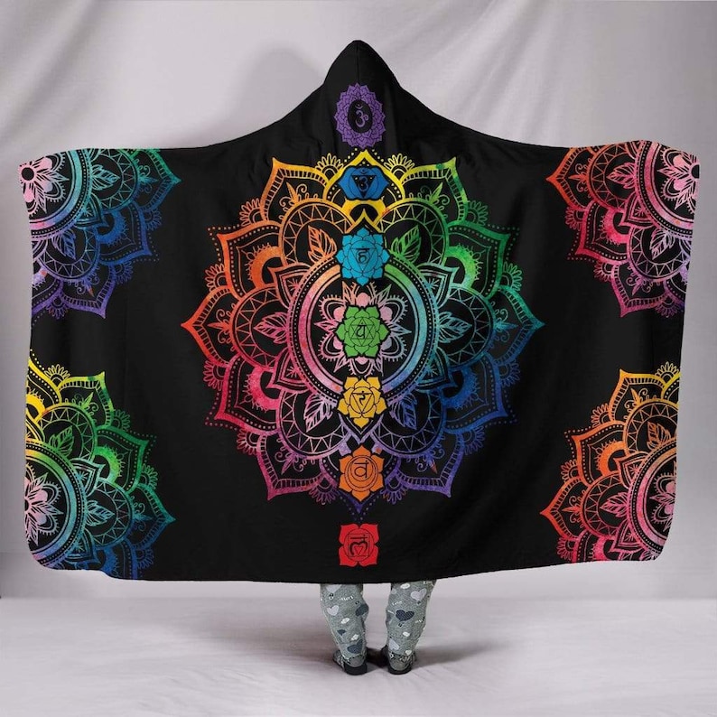 Hooded Blanket Chakra Mandala Yoga Meditation Hindu Indian Etsy