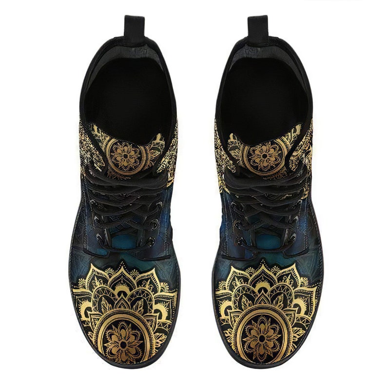 Custom Leather Boots Lace Up Boots Vegan Leather Handmade Boots Women Girl Gift Mandala Ankle Boots Hippie Boots Alchemy Butterfly