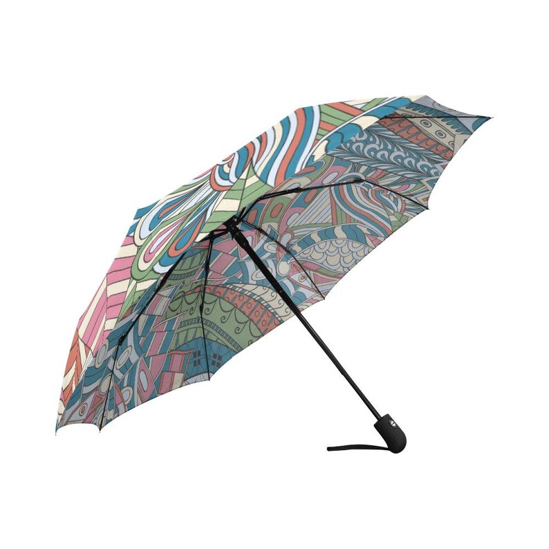 Foldable Umbrella Sun Beach Parasol Colorful Swirls Rain Gear Weather Umbrella Custom Rain Umbrella Artistic Pattern