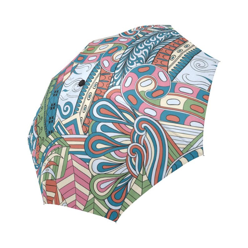 Foldable Umbrella Sun Beach Parasol Colorful Swirls Rain Gear Weather Umbrella Custom Rain Umbrella Artistic Pattern