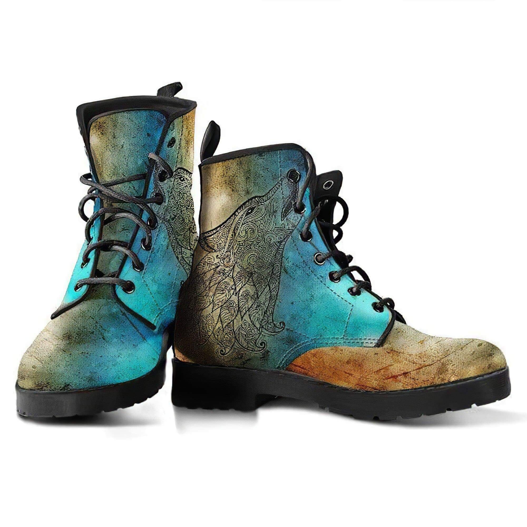 multi colored leather boots