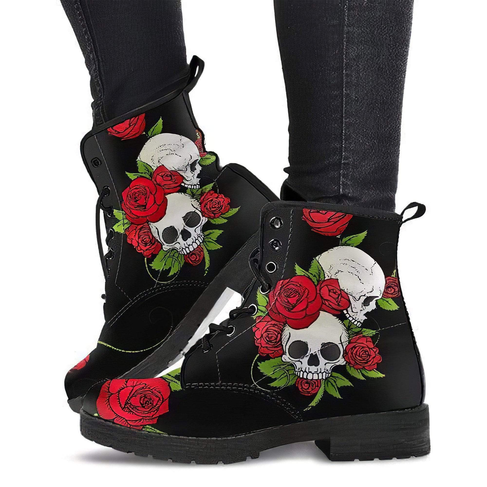Calavera y Rosas Botas de Senderismo Góticas Botas de Mujer | Etsy México