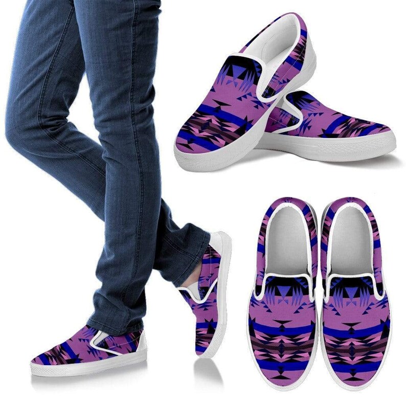 Handmade Shoes slip on canvas Shoes Moon Shadow slip on loafer Women work Shoes slip on Women/'s Slip Ons Between the mountain