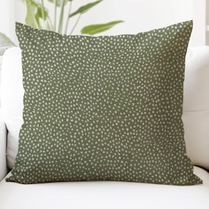 Green & White Spots Throw Pillow Cover, Woven, Chenille, Textured, 18x18, 20x20, 22x22, 24x24, 26x26, Toss, Decorative, Accent Pillows