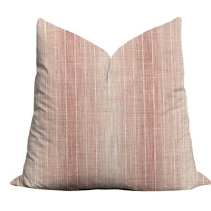 Blush Striped Ombre Pillow Cover - Blush and White Stripes Textured Pillow - 18x18, 20x20, 22x22, 24x24, 26x26