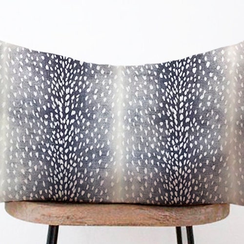 Navy Blue Antelope Lumbar Pillow Cover Animal Print Blue Etsy