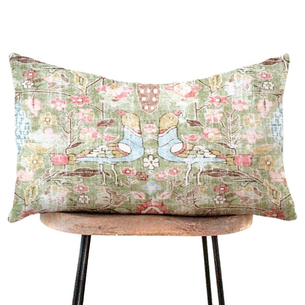 Kilim Print Lumbar Pillow Cover | Green Pillow Cover | Designer Pillows | 12x16, 12x18, 12x20, 14x20, 14x22, 14x28, 15x30, 20x36