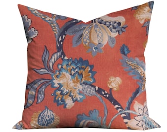 Designart CU8883-16-16-C Fractal Flower Orange and Blue Throw Pillow 16 