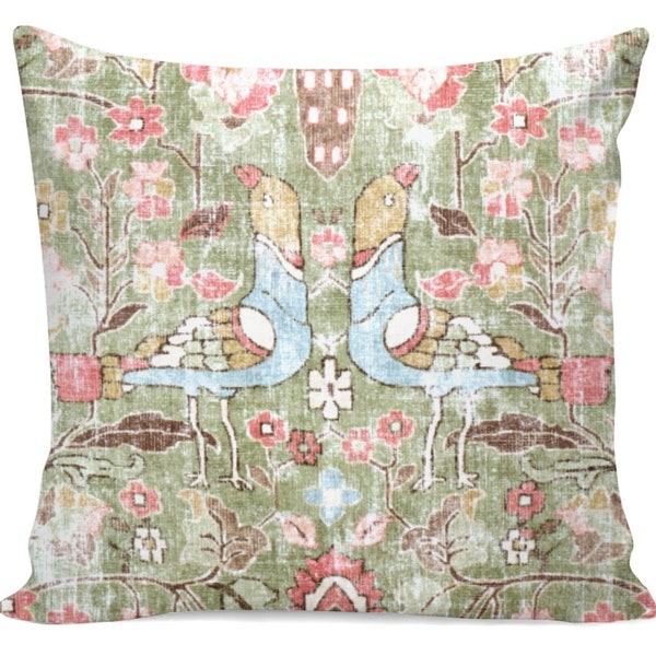 Locanda Turkish Print Pillow Cover - Celery Green, Pink, Red, Blue, Yellow - 18x18, 20x20, 22x22, 24x24, 26x26 - Square, Lumbar, Custom