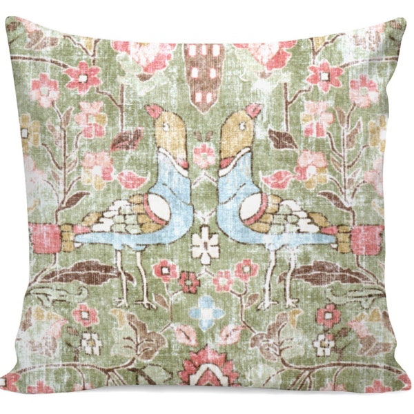 Locanda Turkish Print Pillow Cover - Celery Green, Pink, Red, Blue, Yellow - 18x18, 20x20, 22x22, 24x24, 26x26 - Square, Lumbar, Custom