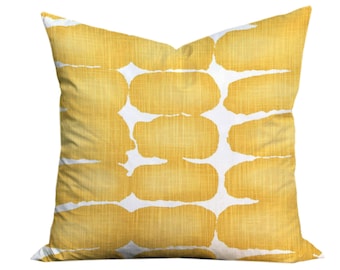 Yellow and White Shibori Pillow Cover - Shibori Dot Throw Pillow Cover - Tie Dye - 18x18, 20x20, 22x22, 24x24, 26x26