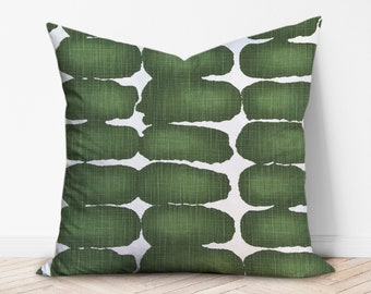 Green and White PIllow Cover - Shibori Dot Throw Pillow Cover - 18x18, 20x20, 22x22, 24x24, 26x26