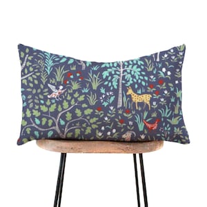 Folkworld Lumbar Pillow Cover - Navy Blue, Teal, Red, Yellow - Designer Print - 12x18, 12x20, 14x20, 14x22, 14x24, 16x24, 14x28, 15x30