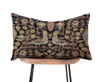 Locanda Turkish Print Lumbar Pillow Cover - Distressed Black, Pink, Rust, Gold  - 12x16, 12x18, 12x20, 14x20, 14x22, 14x28, 14x36, 15x30