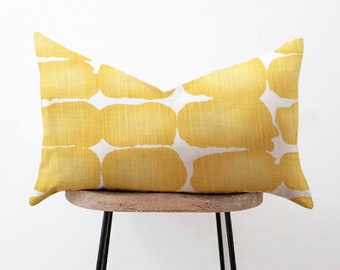 Yellow and White Shibori Dot Pillow Cover - Yellow Tie Dye Tribal Pillow - 12x16, 12x18, 12x20, 14x20, 14x22, 14x28, 14x36, 15x30, 20x30