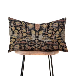 Locanda Turkish Print Lumbar Pillow Cover - Distressed Black, Pink, Rust, Gold  - 12x16, 12x18, 12x20, 14x20, 14x22, 14x28, 14x36, 15x30